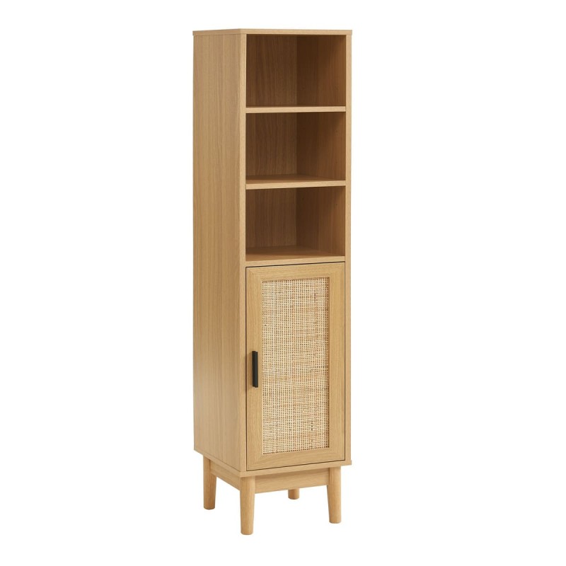Colonne de salle de bain AMANA effet chêne et cannage rotin l30cm