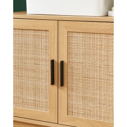 Meuble sous vasque AMANA effet chêne et cannage rotin l60cm