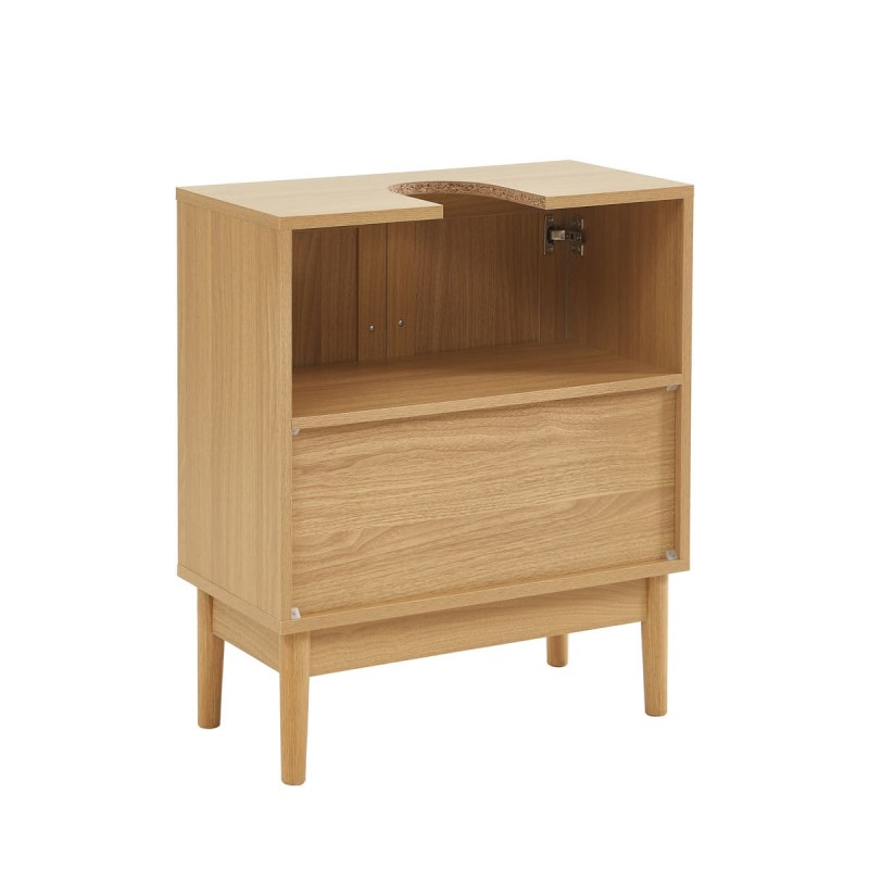 Meuble sous vasque AMANA effet chêne et cannage rotin l60cm