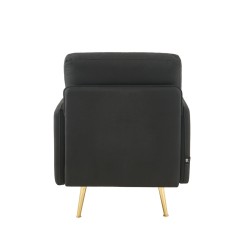 Fauteuil ADAM en tissu noiravec pieds en métal doré