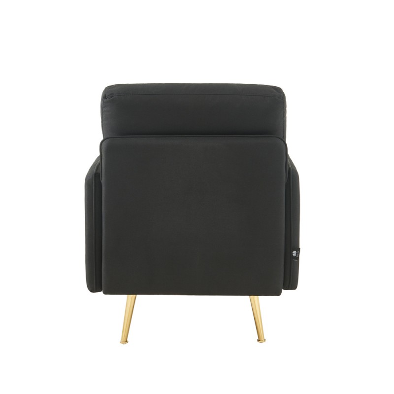 Fauteuil ADAM en tissu noiravec pieds en métal doré