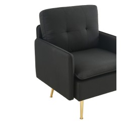 Fauteuil ADAM en tissu noiravec pieds en métal doré