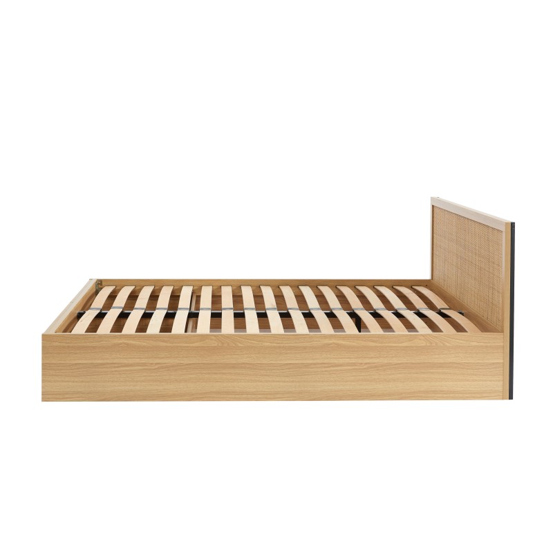 Lit à tiroirs AMANA cannage rotin 160x200 sommier inclus