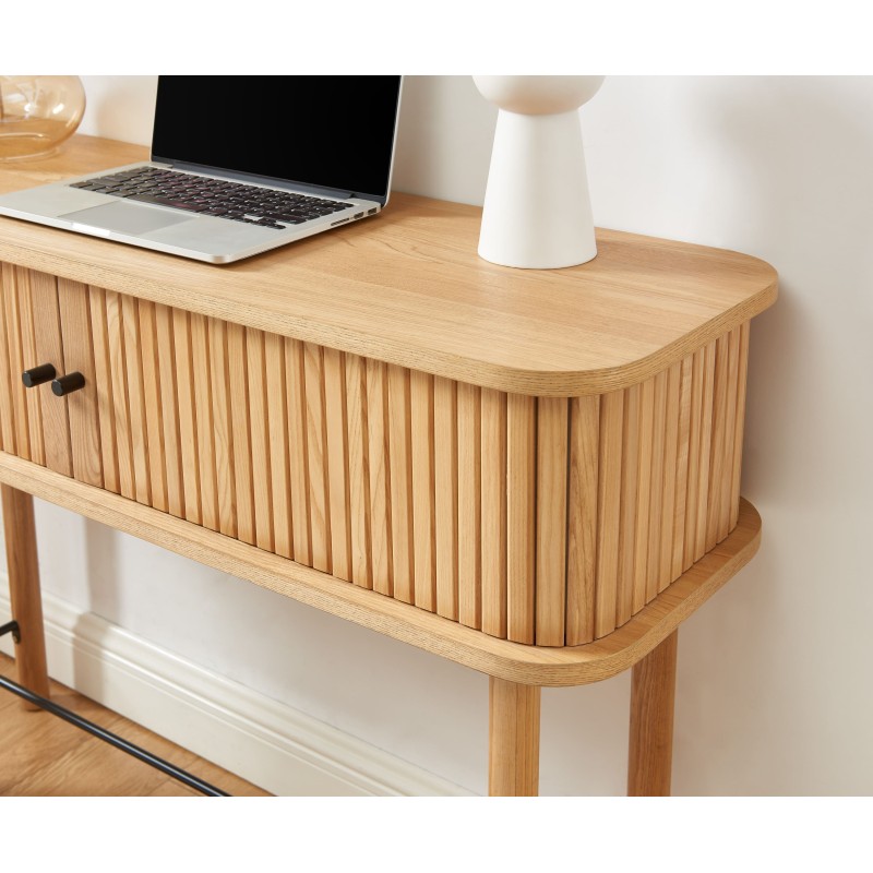 Console ERNEST 2 portes coulissantes 3 niches Bois, L110cm