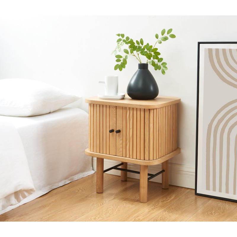 Table de chevet ERNEST 2 portes coulissantes 2 niches Bois, L45cm