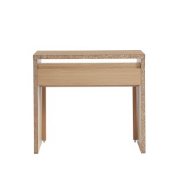 Bureau extensible STUDIOblanc et effet chêne2 tiroirs