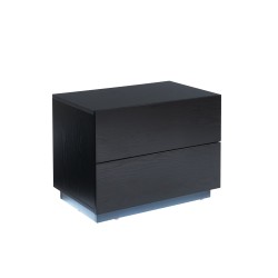 Table de chevet à led MORPHEE noire 2 tiroirs