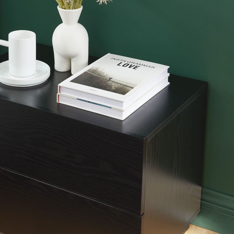 Table de chevet à led MORPHEE noire 2 tiroirs