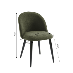 Lot de 2 chaises MACARON tissu boucelttes kaki pieds métal noir