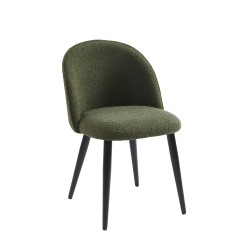 Lot de 2 chaises MACARON tissu boucelttes kaki pieds métal noir