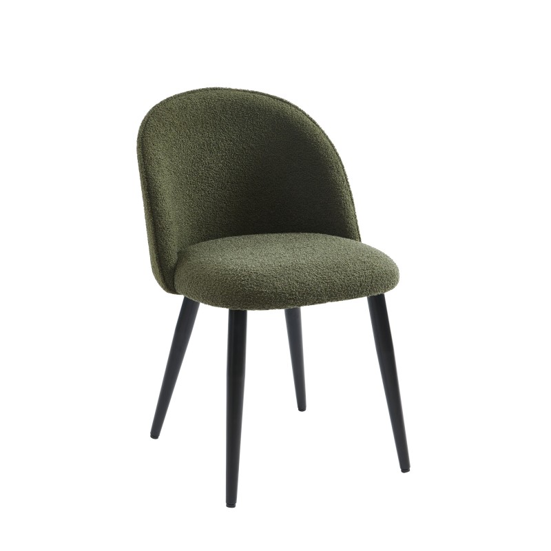 Lot de 2 chaises MACARON tissu boucelttes kaki pieds métal noir