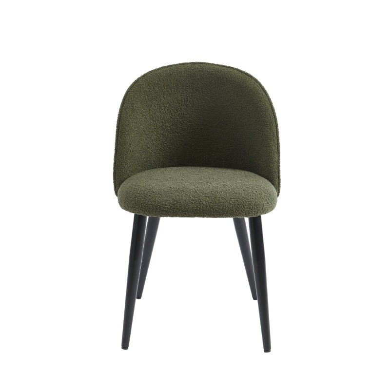 Lot de 2 chaises MACARON tissu boucelttes kaki pieds métal noir