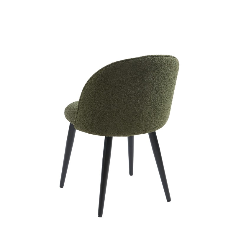 Lot de 2 chaises MACARON tissu boucelttes kaki pieds métal noir