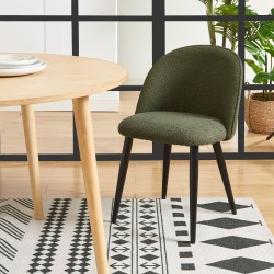 Lot de 2 chaises MACARON tissu boucelttes kaki pieds métal noir