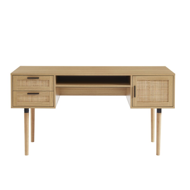 Bureau droit AMANA cannage rotin l150cm