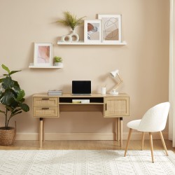 Bureau droit AMANA cannage rotin l150cm
