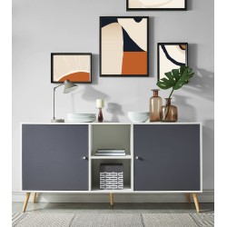 Buffet BABETTEblanc et gris anthracite150cm