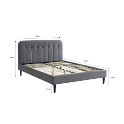 Lit ANDREvelours gris anthracite140x190 sommier inclus