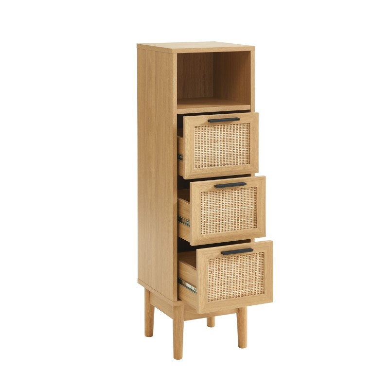 Demi colonne AMANA effet chêne et cannage rotin l30cm