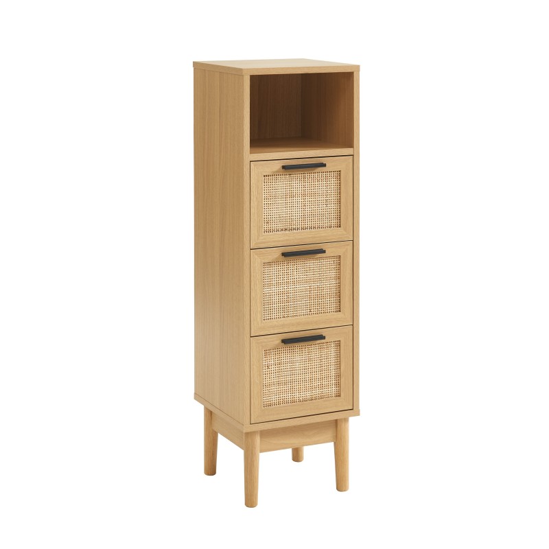 Demi colonne AMANA effet chêne et cannage rotin l30cm