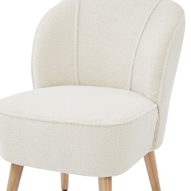 Fauteuil TIVOLI tissu bouclette blanc
