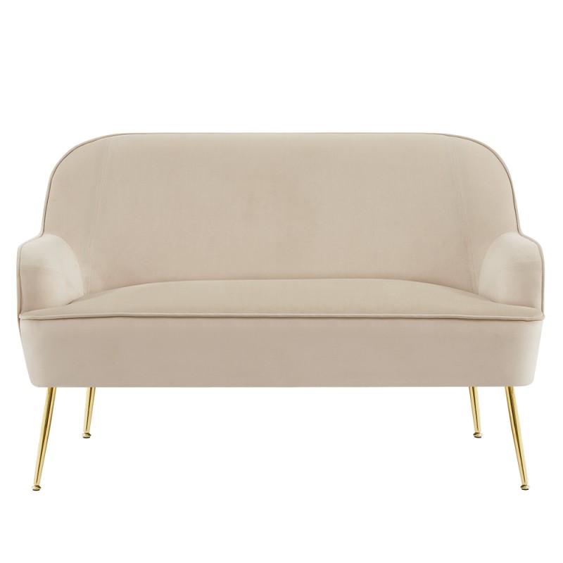 Canapé droit MARCELINO fixe velours beige 