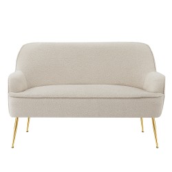 Canapé droit MARCELINO fixe tissu bouclette beige 