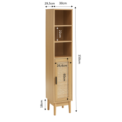 Colonne de salle de bain AMANA effet chêne et cannage rotin l30cm