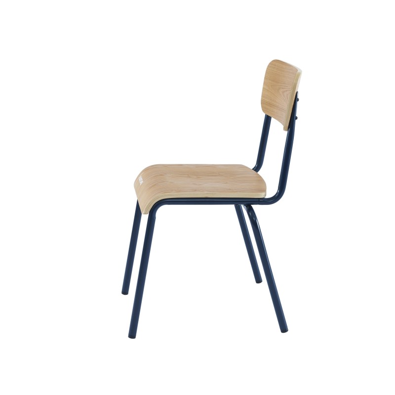Lot de 2 chaises PANTONE bleu nuit et placage frêne