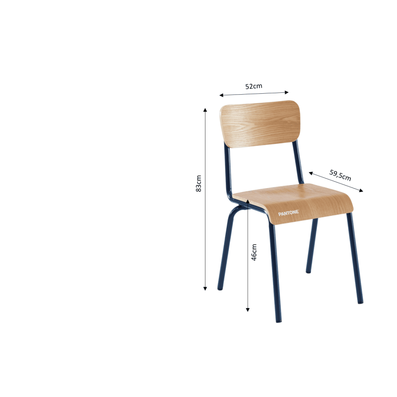 Lot de 2 chaises PANTONE bleu nuit et placage frêne