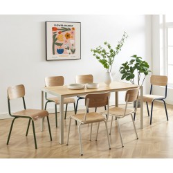 Lot de 2 chaises PANTONE bleu nuit et placage frêne
