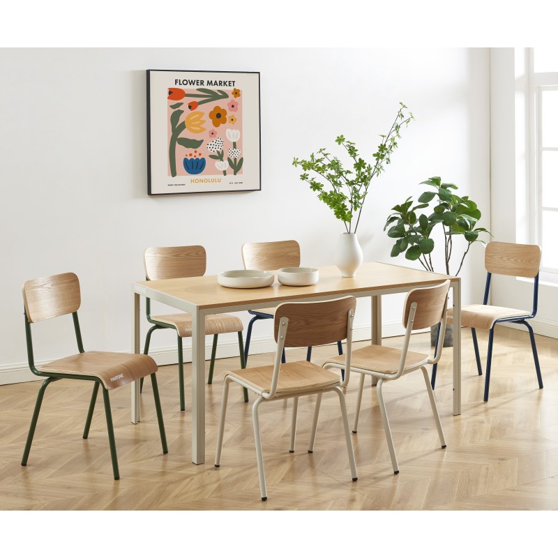 Lot de 2 chaises PANTONE bleu nuit et placage frêne