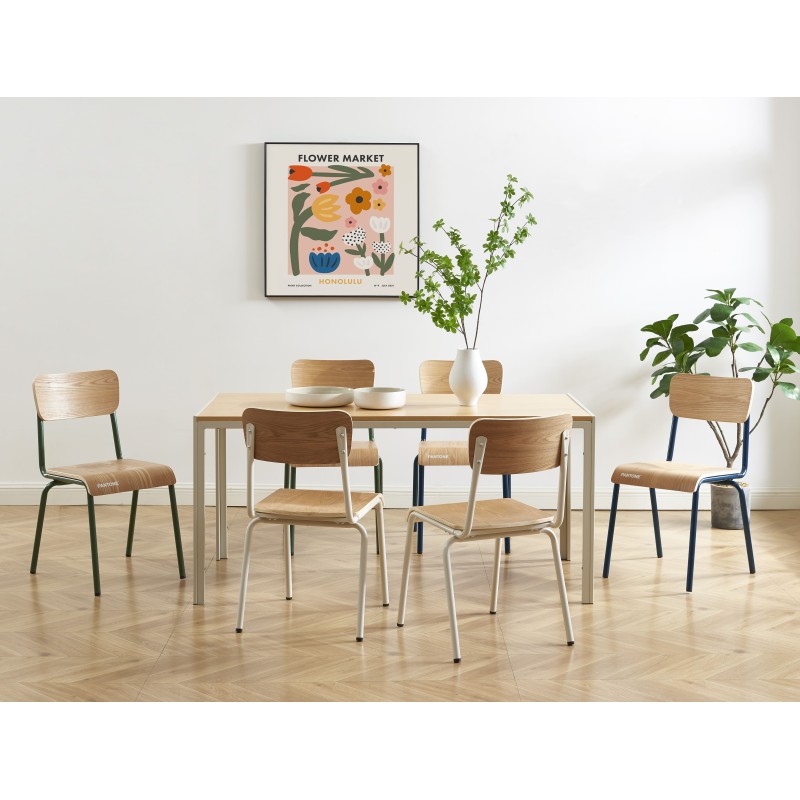 Lot de 2 chaises PANTONE bleu nuit et placage frêne
