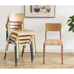 Lot de 2 chaises PANTONE bleu nuit et placage frêne