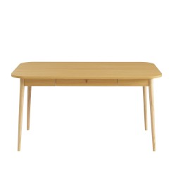 Table à manger MACARON effet chêne avec tiroir