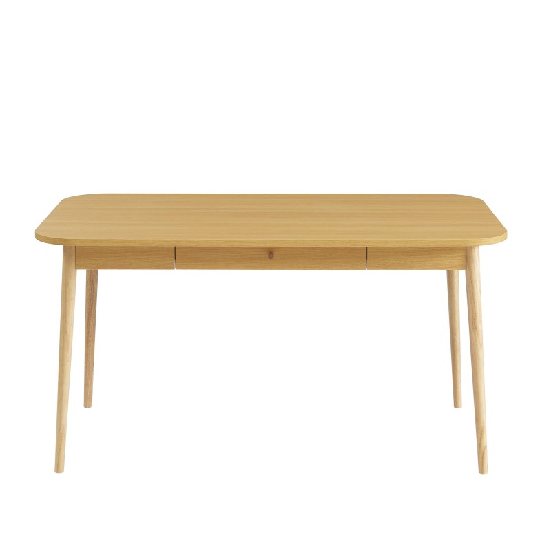 Table à manger MACARON effet chêne avec tiroir