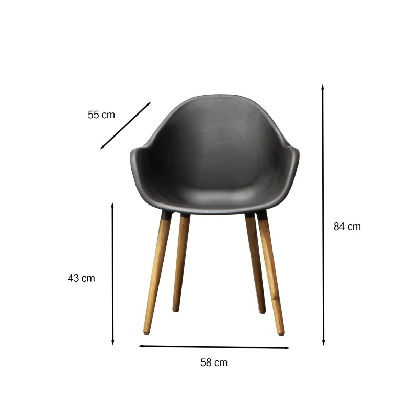 Lot 2 chaises de jardin KIRA en plastique et pieds bois coloris noir