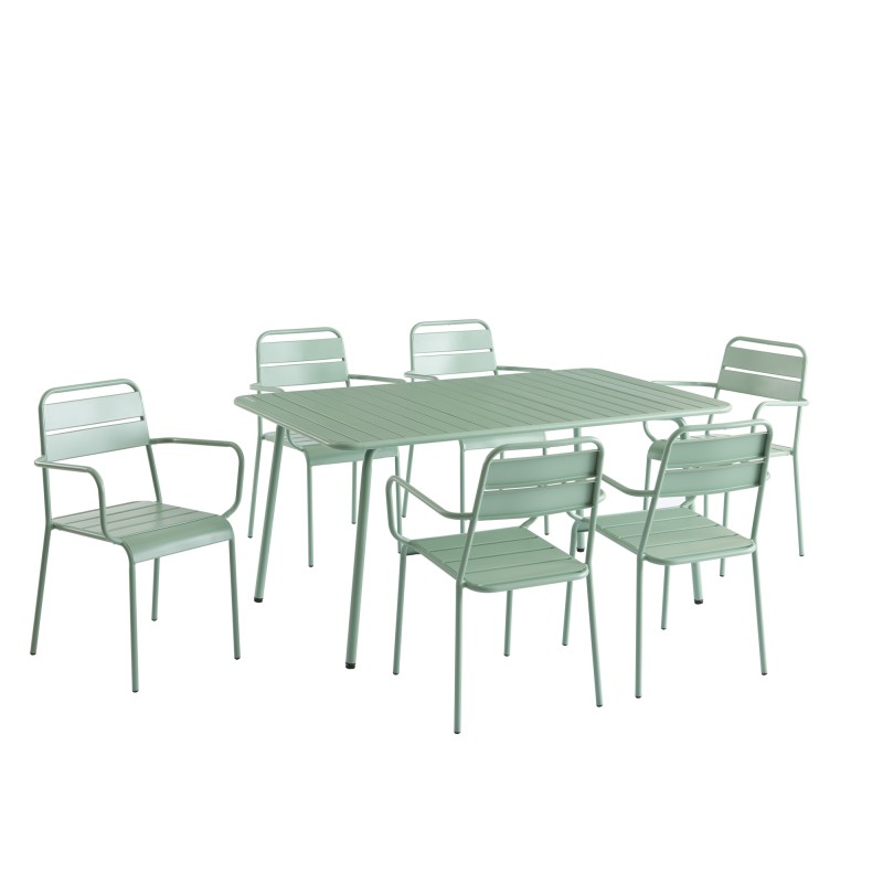 Table de jardin PANTONE en acier vert menthe 160x190 cm