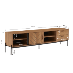 Meuble tv GEOMA effet chêne foncé et gris l180cm