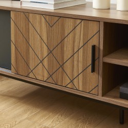 Meuble tv GEOMA effet chêne foncé et gris l180cm