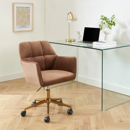 Fauteuil MONACOen velours rouille avec pieds doré