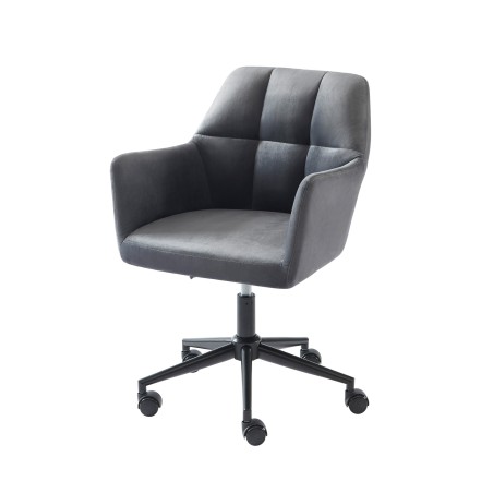 Fauteuil MONACOen velours gris anthracite avec pieds noir