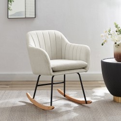 Fauteuil ELSA tissu beige rocking chair