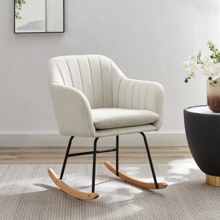 Fauteuil ELSA tissu beige rocking chair