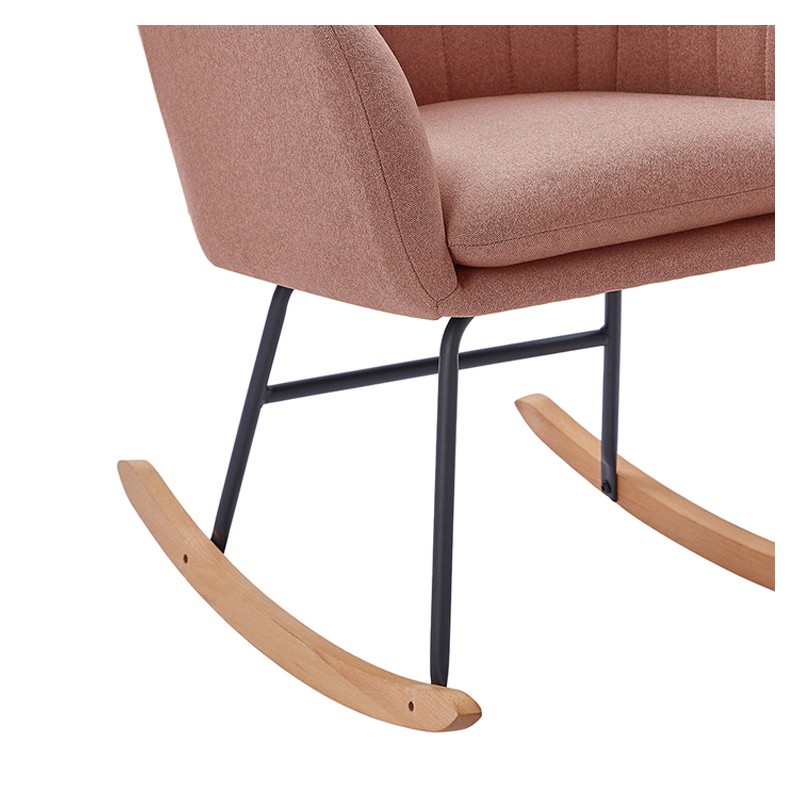 Fauteuil ELSA tissu rose poudré rocking chair