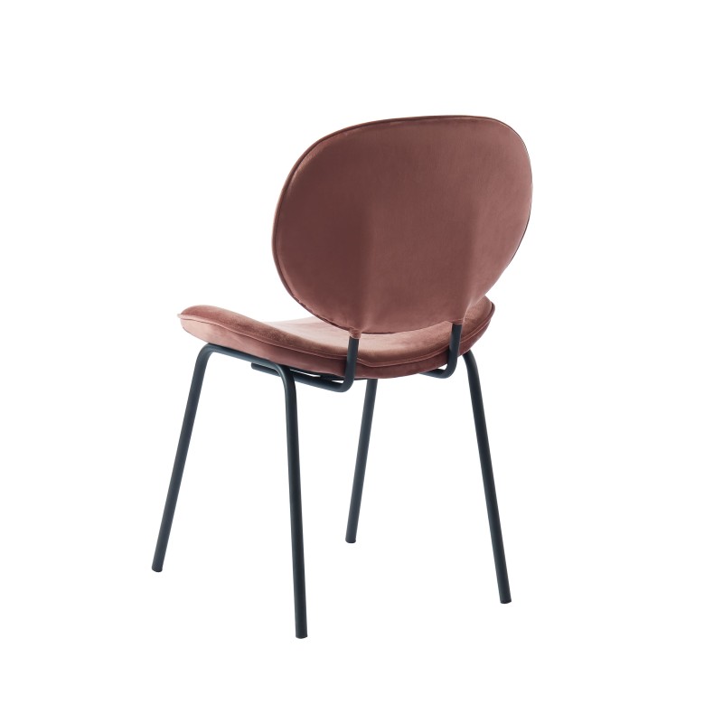Lot de 2 chaises SHEILA velours rose pieds métal noir