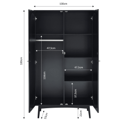 Armoire ANATOLE noir et cannage rotin