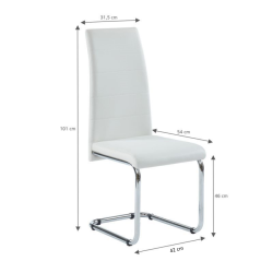 Lot de 2 chaises MARA simili blancpieds métal chromé