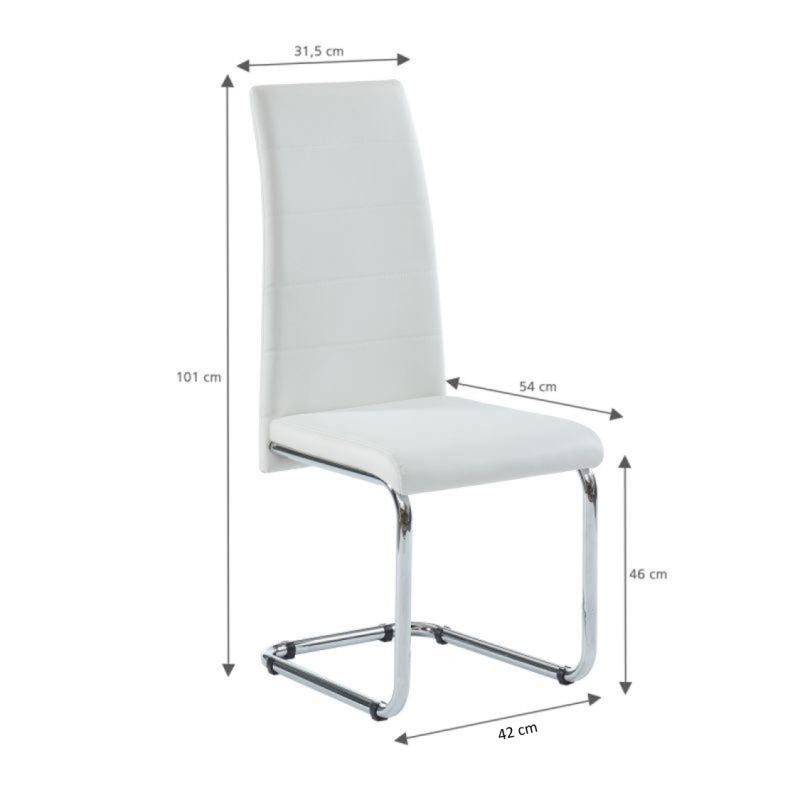 Lot de 2 chaises MARA simili blancpieds métal chromé
