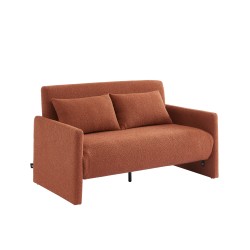 Canapé droit JADE en tissu bouclette terracotta convertible 2 places